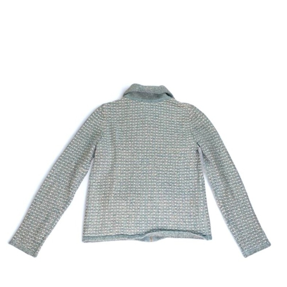 Light Blue Textured Knit Full Zip Cardigan Sweater Gold Buttons XS by Talbots - Picture 3 of 5